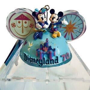 Disneyland 70th Anniversary Mickey & Minnie Ear Hat Ornament SOLD OUT